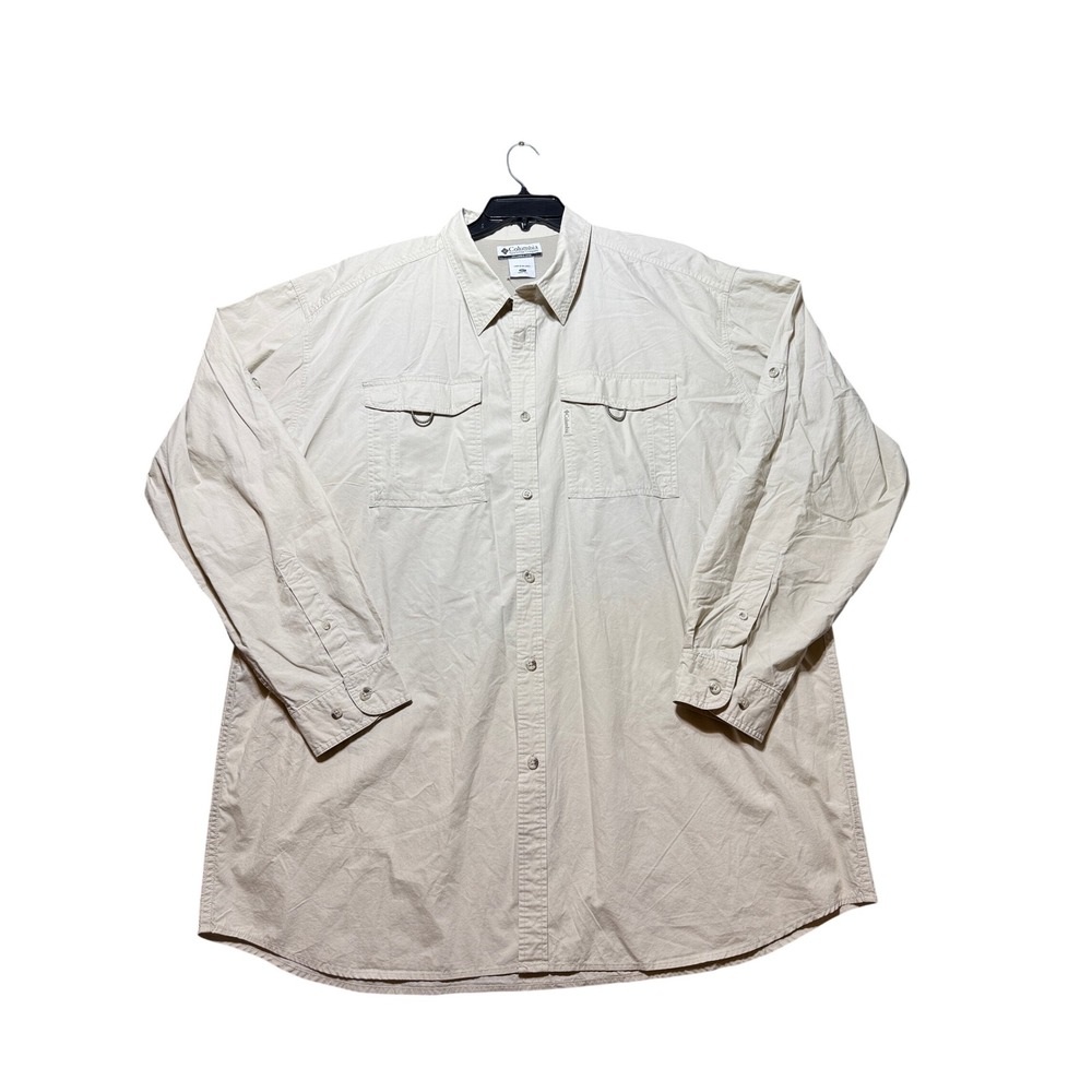 Columbia Button Down Shirt Men 2XT Beige Excellent Long Sleeve Fishing PFG Style
